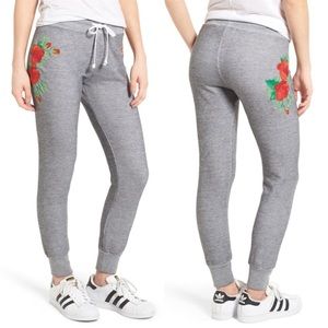 NWT Wildfox Red Roses Embroidered Jack Jogger